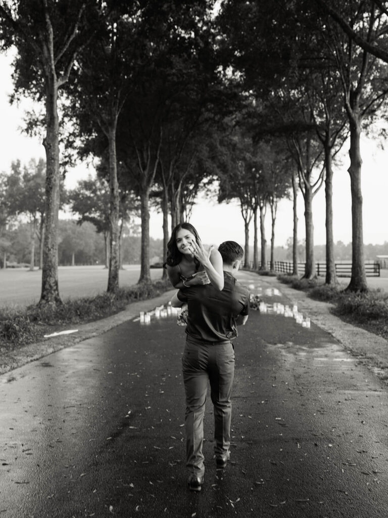 britton manor engagement proposal photos walking hand in hand 27