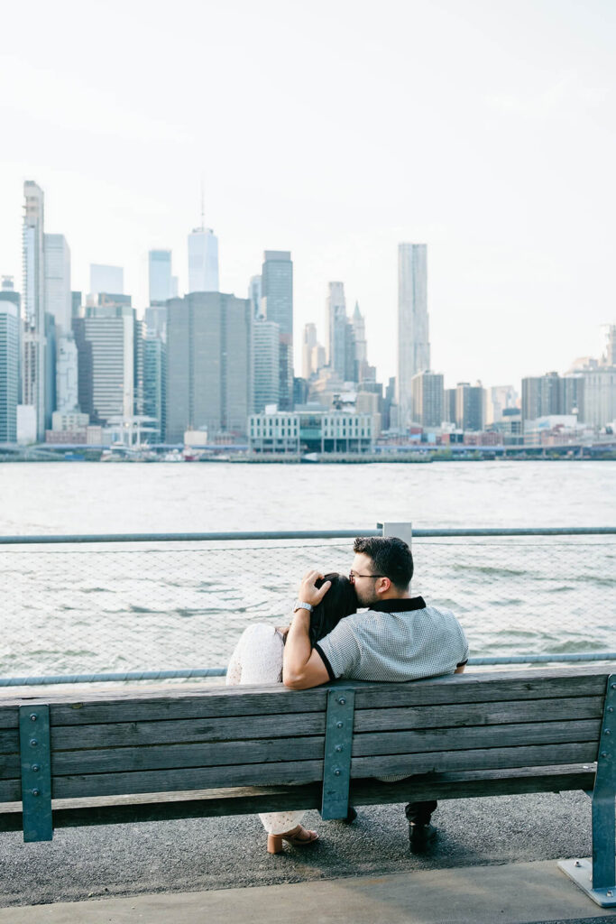brooklyn engagement photos dumbo bridge views candid 16