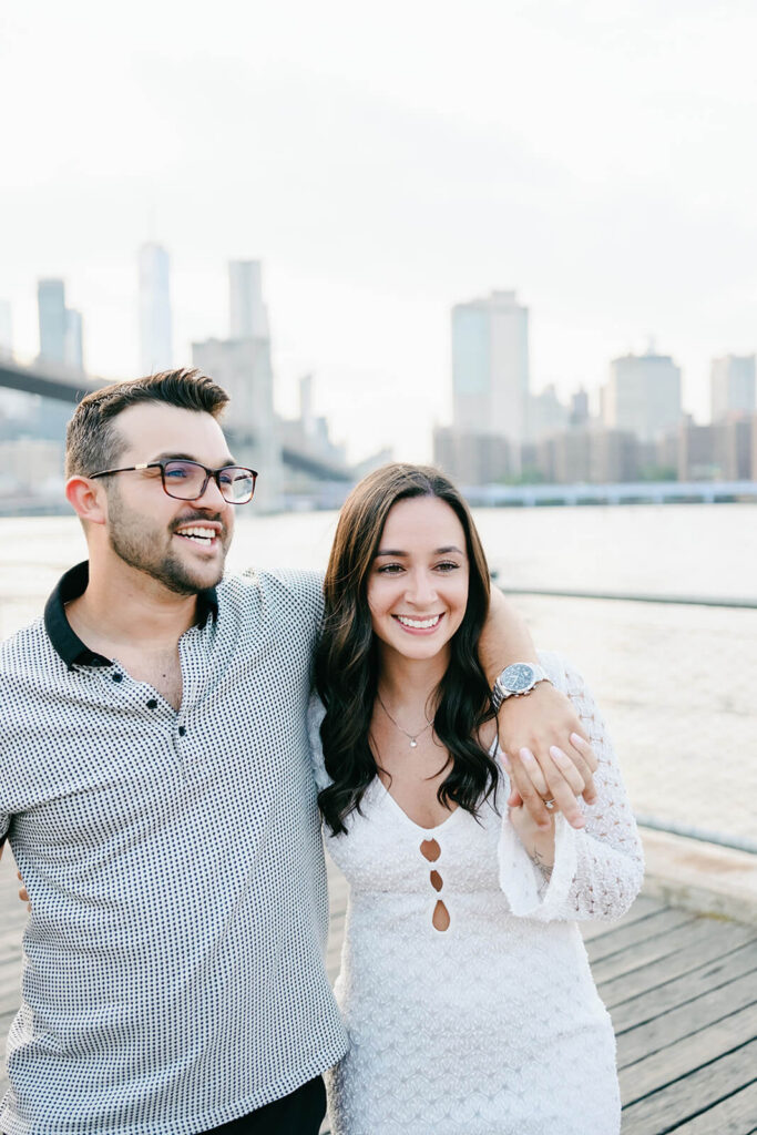 brooklyn engagement photos dumbo streets walking together 29