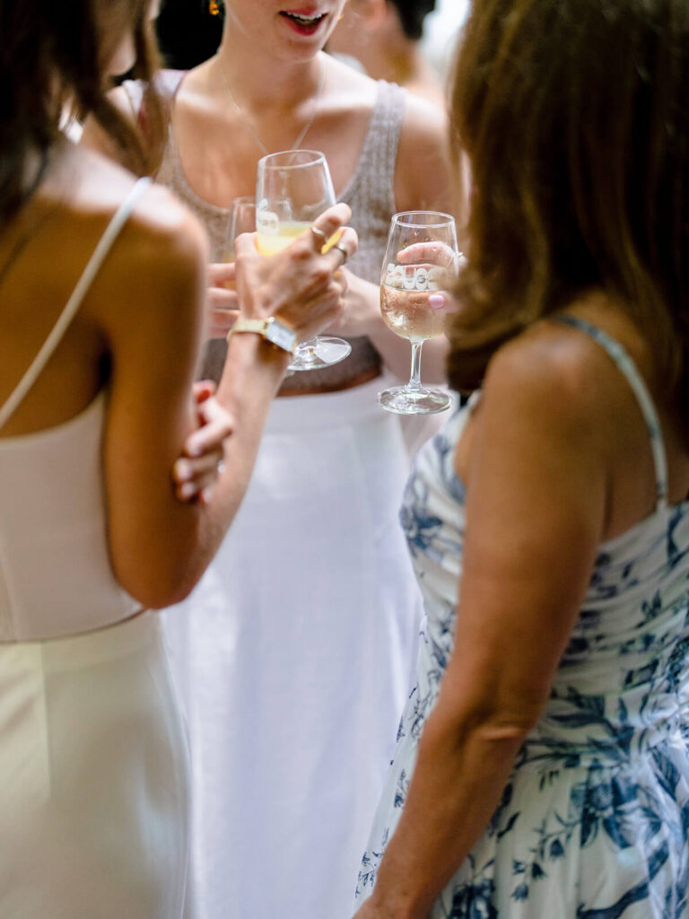 Summer outdoor engagement party photos Brooklyn at Sauced venue garden space