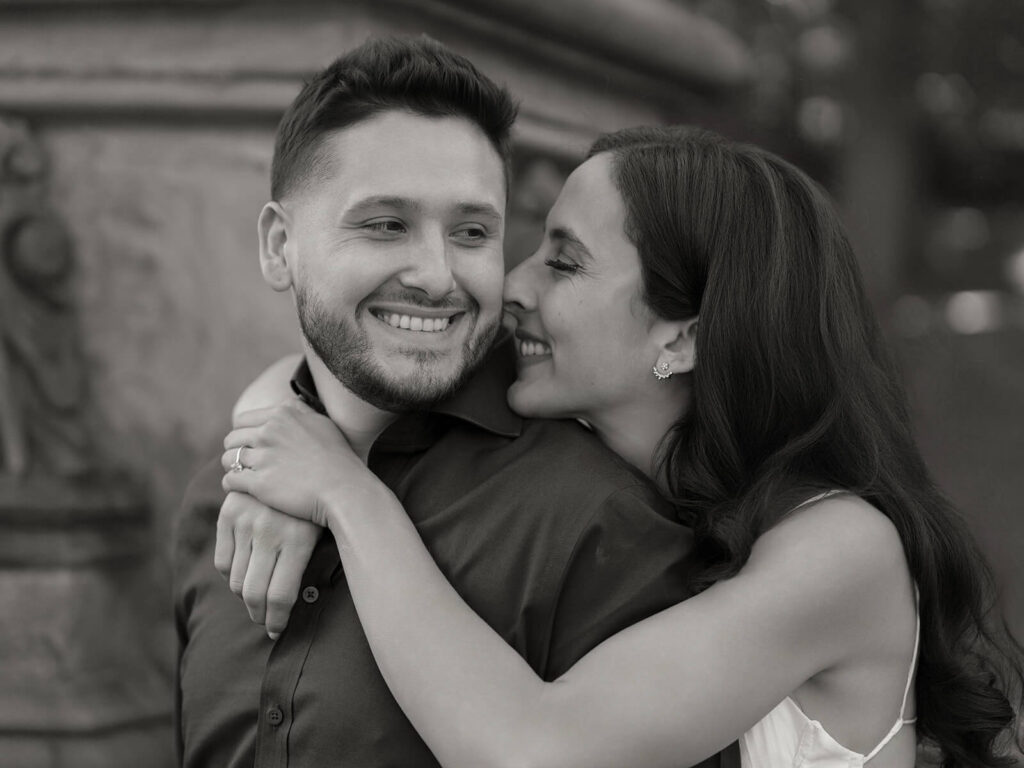 Casual NYC bar engagement photos at The Penrose Upper East Side location