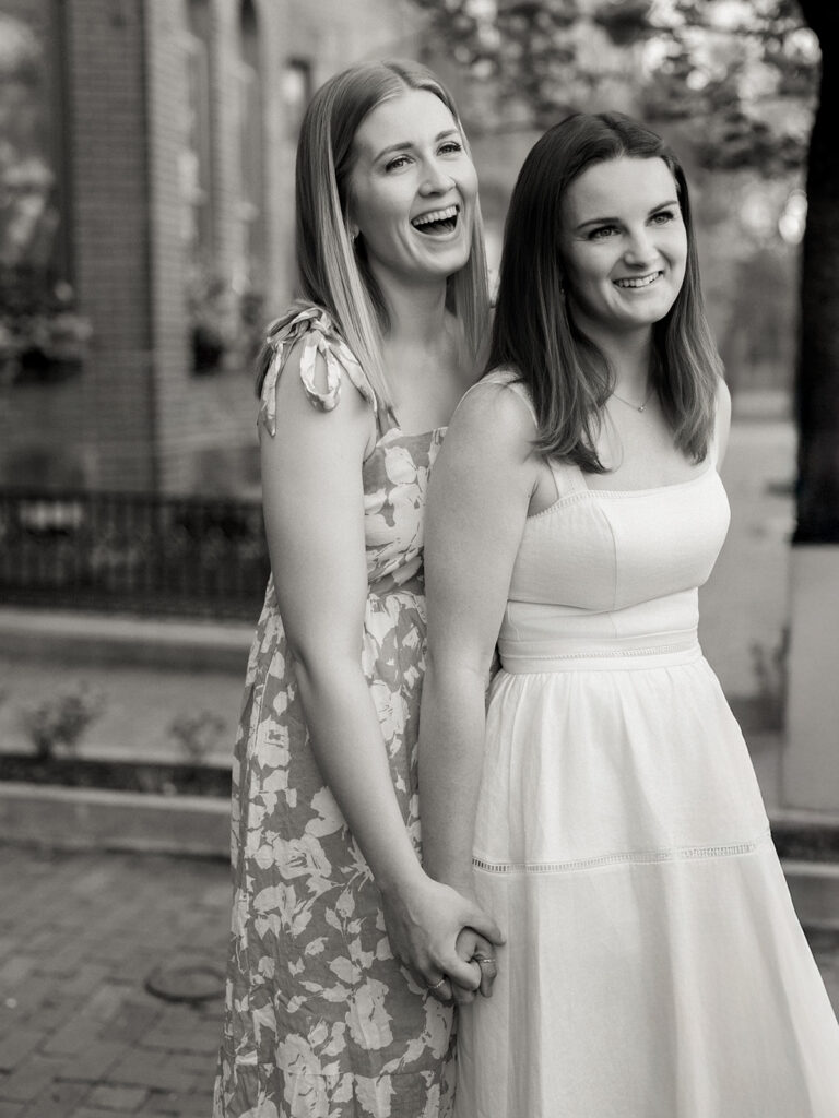 South End Boston engagement photos with classic brownstone architecture backdrop