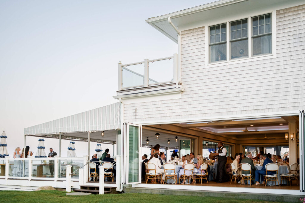 Aerial view of the Chatham Bars Inn shoreline and ocean on Cape Cod