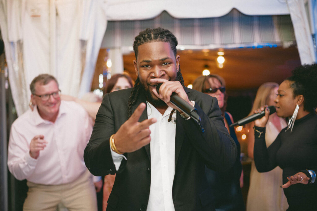 Reception table with guests during dinner at Chatham Bars Inn on Cape Cod