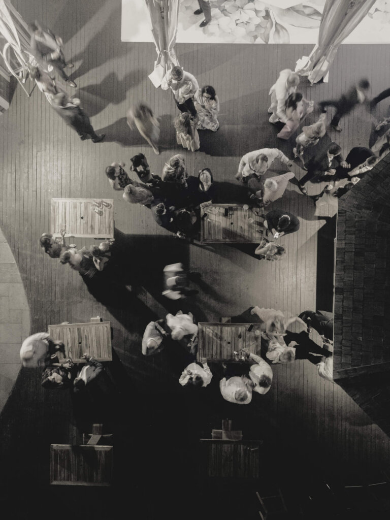 Guests listening to speeches during the Chatham Bars Inn wedding reception