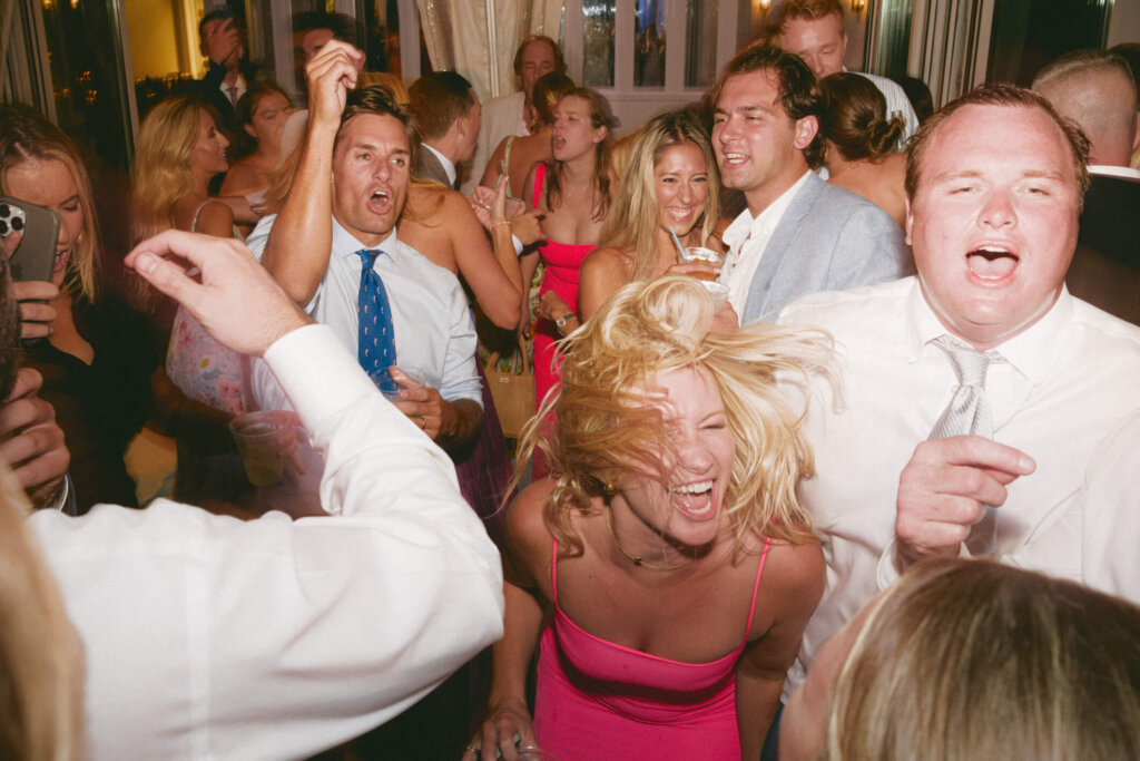 Guests dancing during the Chatham Bars Inn wedding reception on Cape Cod