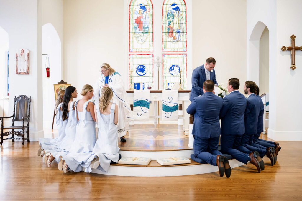 Wide ceremony view inside St. Christopher’s Episcopal Church in Chatham