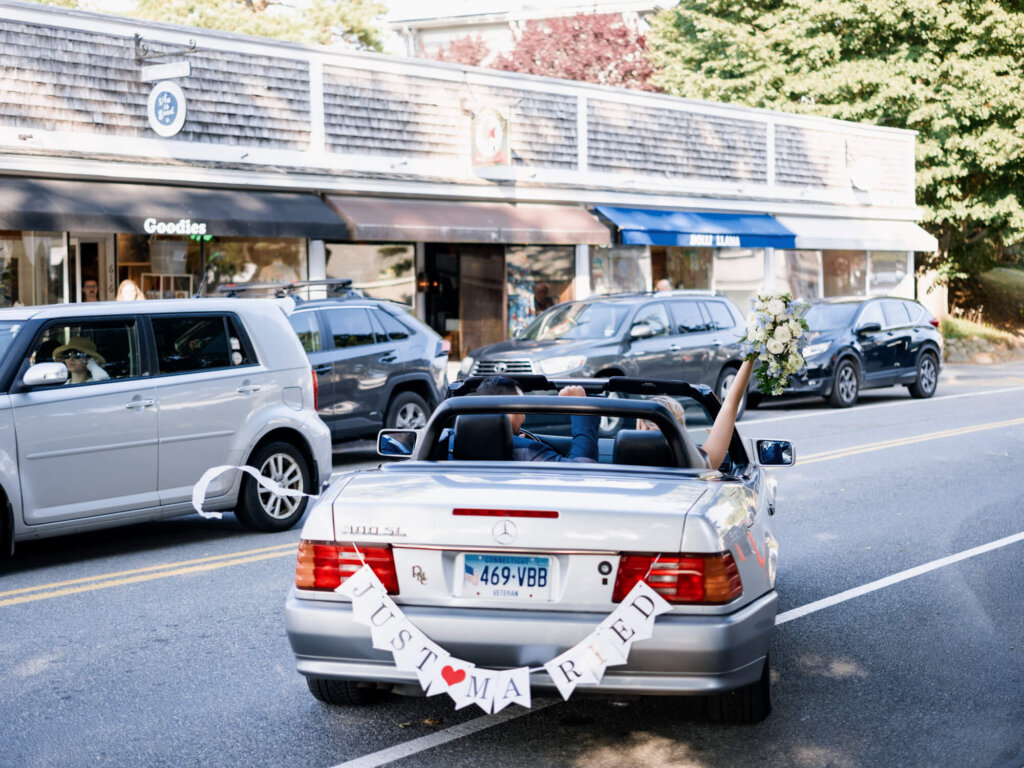 Aerial view of Chatham Bars Inn and the Cape Cod shoreline after the ceremony