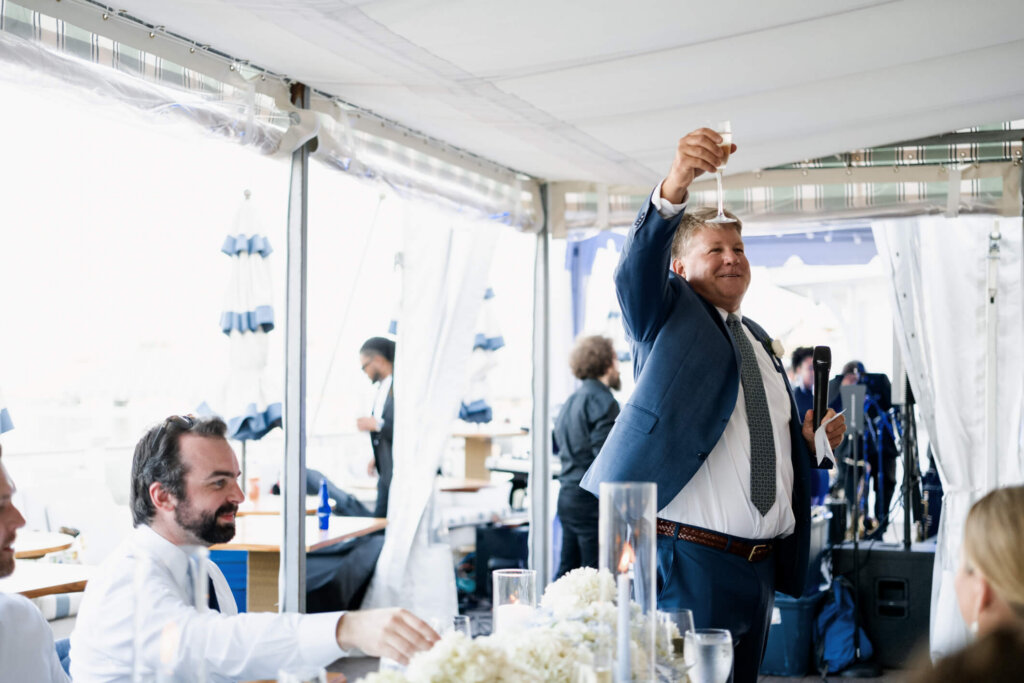 Wedding toast during the Chatham Bars Inn reception on Cape Cod