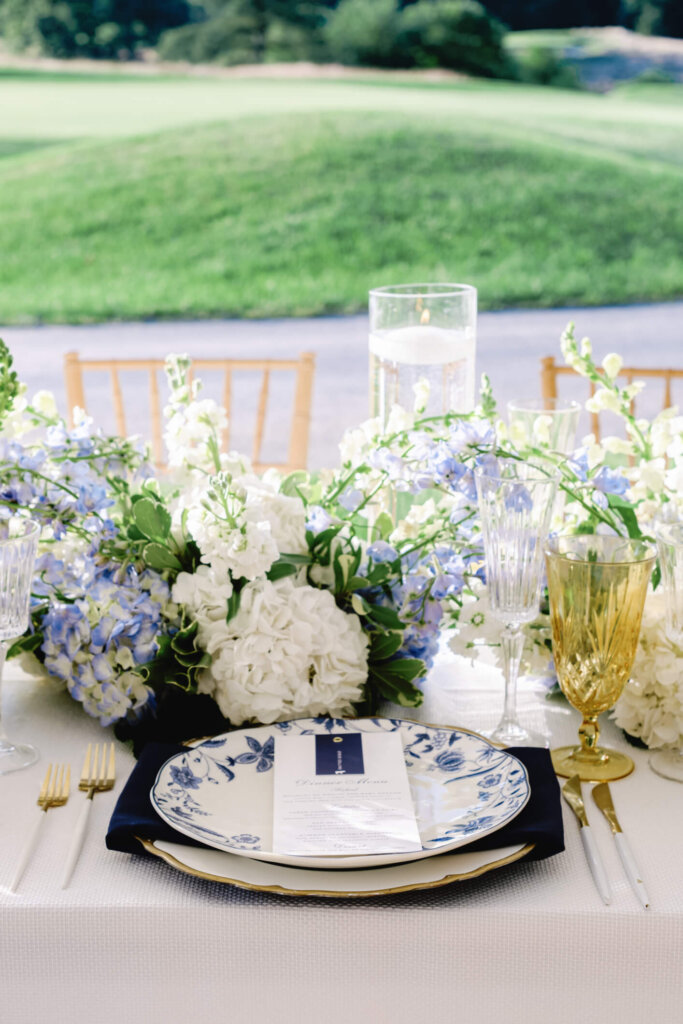 Reception table number and candles at Bedford Golf and Tennis Club outside NYC