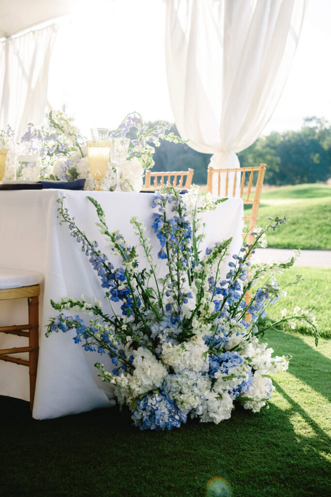 Tent reception detail at Bedford Golf and Tennis Club in Bedford, New York