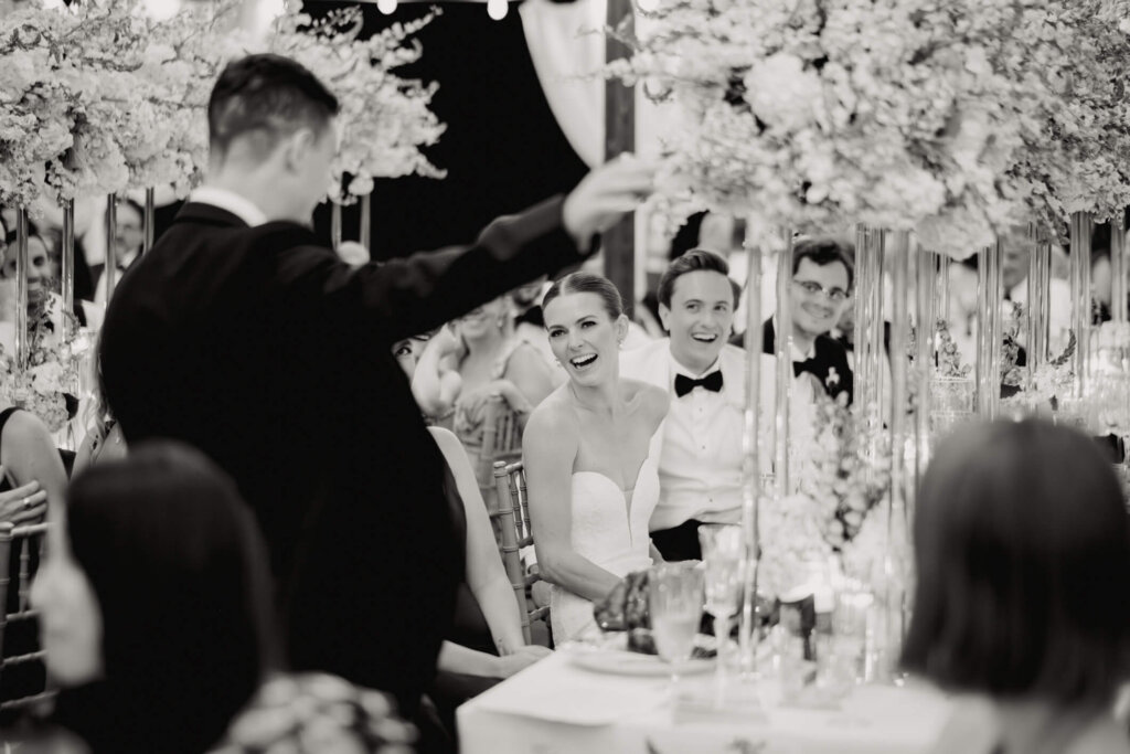 Bride and groom on the dance floor at Bedford Golf and Tennis Club reception