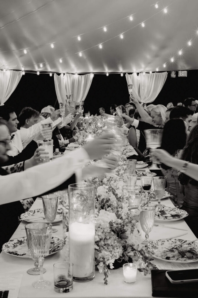 Bride dancing with friends at Bedford Golf and Tennis Club outside NYC