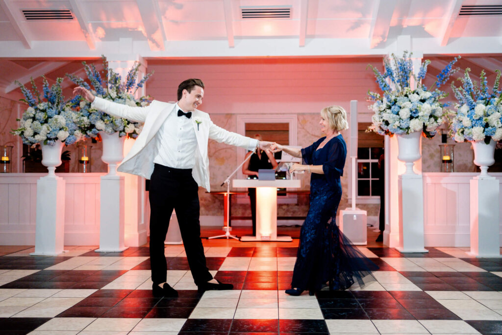 Bride dancing at the Bedford Golf and Tennis Club reception in Bedford, New York