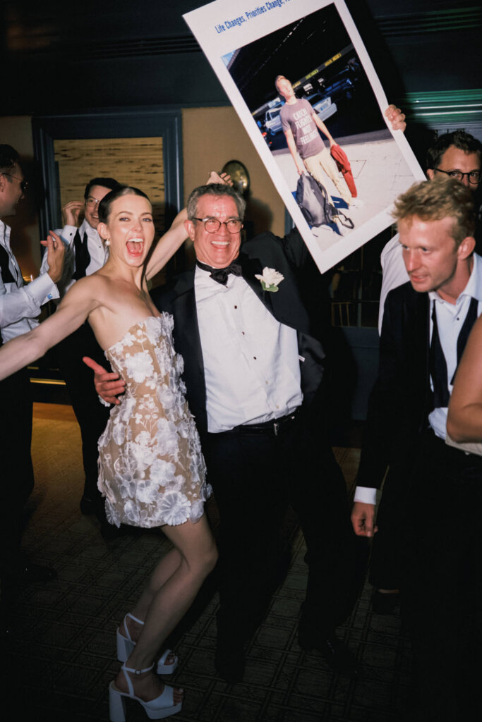 Crowded dance floor at the Bedford Golf and Tennis Club wedding late in the night