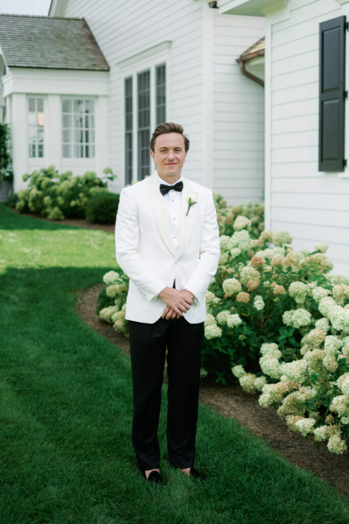 Bride portrait on the lawn before the Bedford wedding in New York