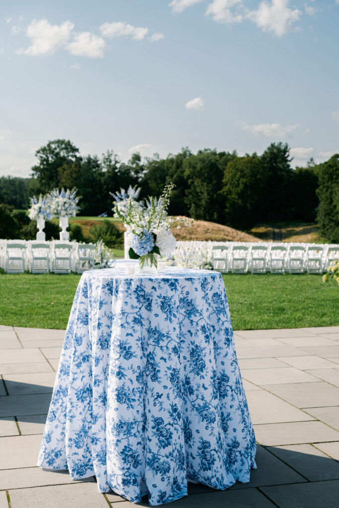 Wide ceremony setup on the lawn at Bedford Golf and Tennis Club outside NYC