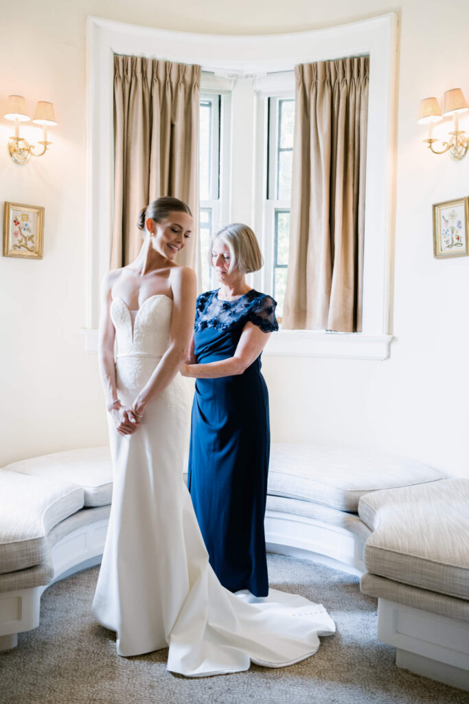 Blue and white wedding details flat lay for a Bedford Golf and Tennis Club wedding outside NYC