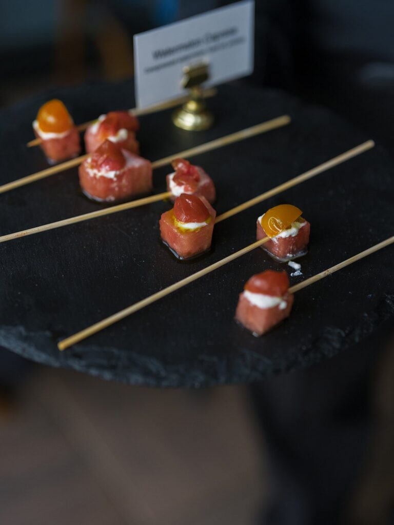Passed hors d'oeuvres at a District Winery wedding cocktail hour