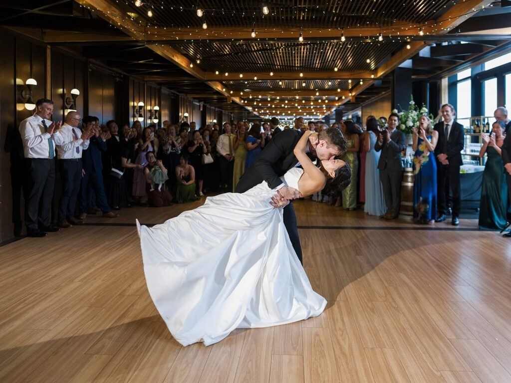 Tiffany and Tim dancing together during their District Winery reception