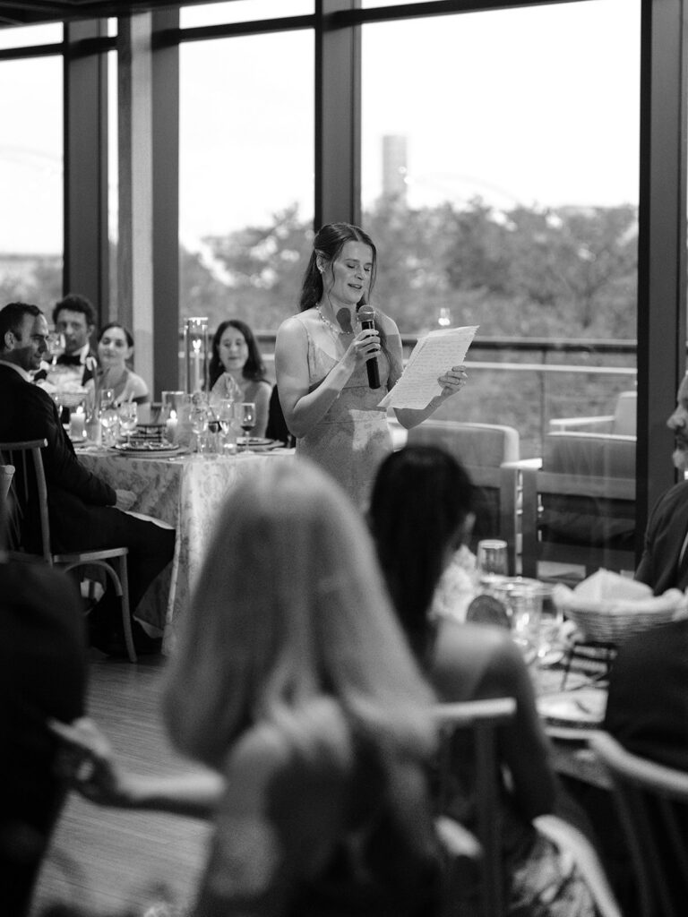 Wedding speech during dinner at District Winery