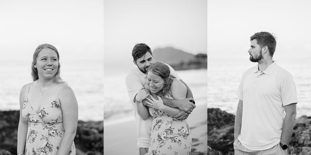 Hawaii Sunrise Beach Session hugging