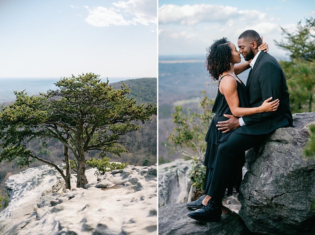 Hanging Rock Engagement Session sitting at the top