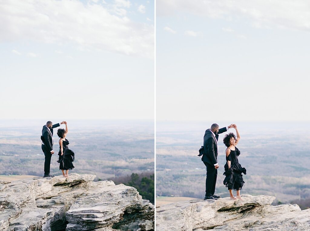 Hanging Rock Engagement Session couple dancing