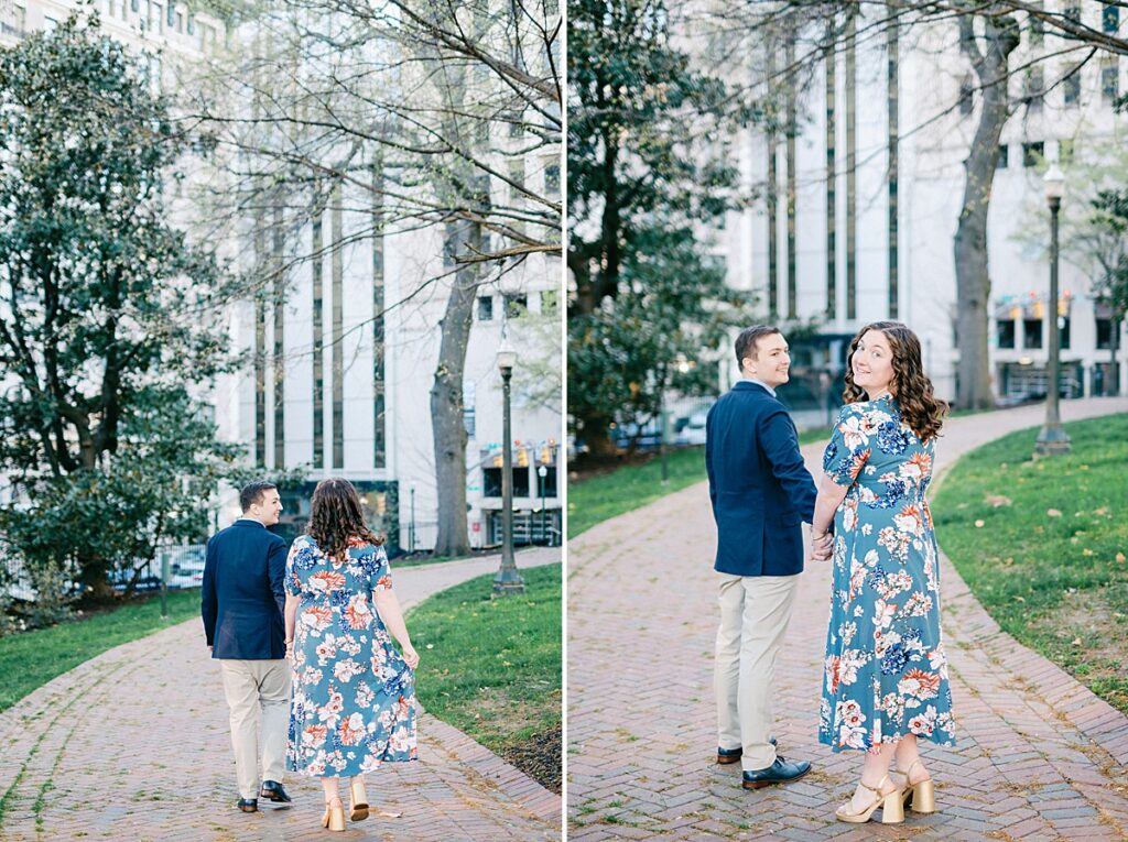Richmond Capitol Engagement Session grounds walking