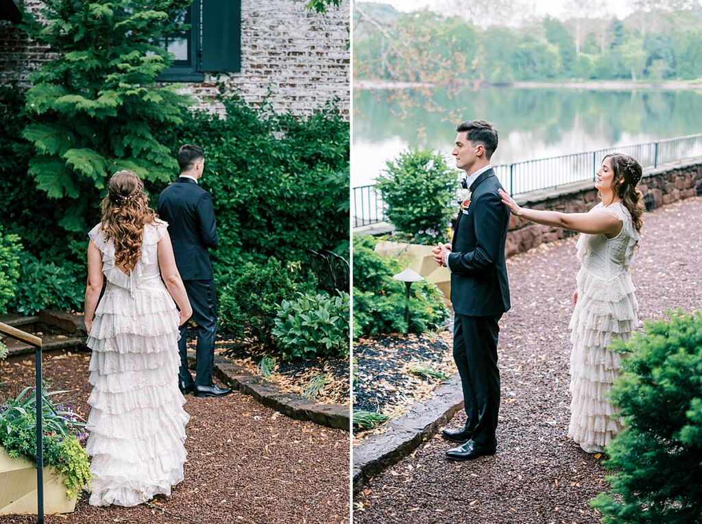 first look enchanting spring wedding at the carriage house of new hope