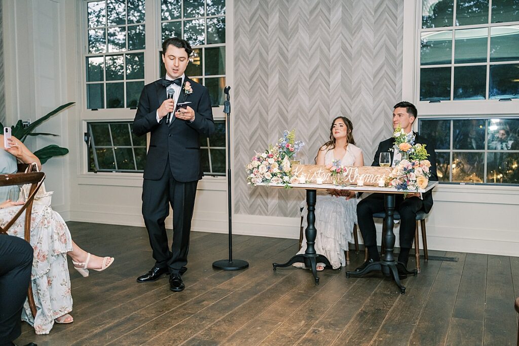 best man toast at elegant stella of new hope rainy spring wedding