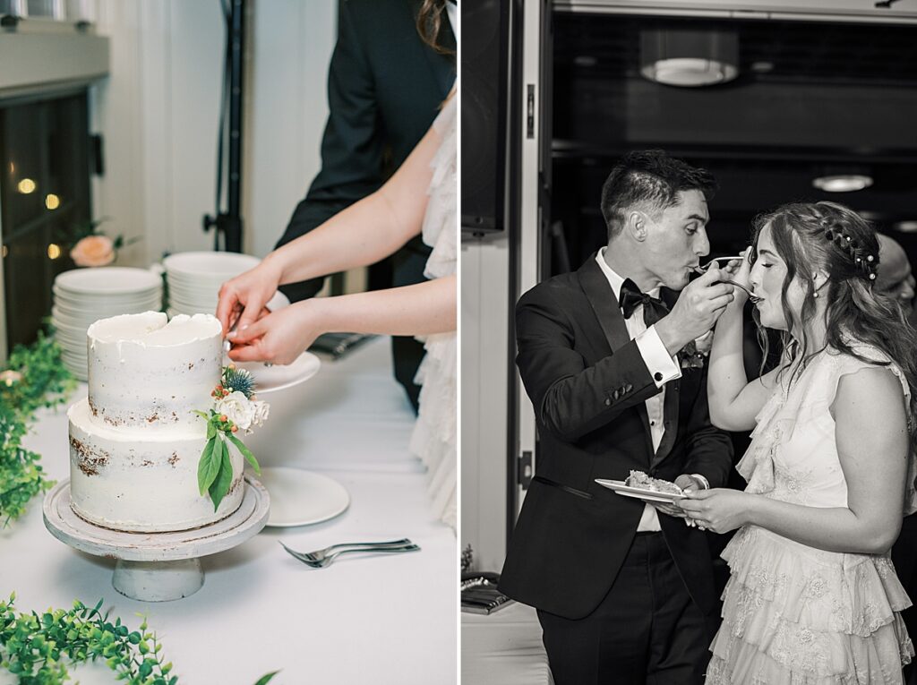 cake cutting elegant stella of new hope rainy spring wedding