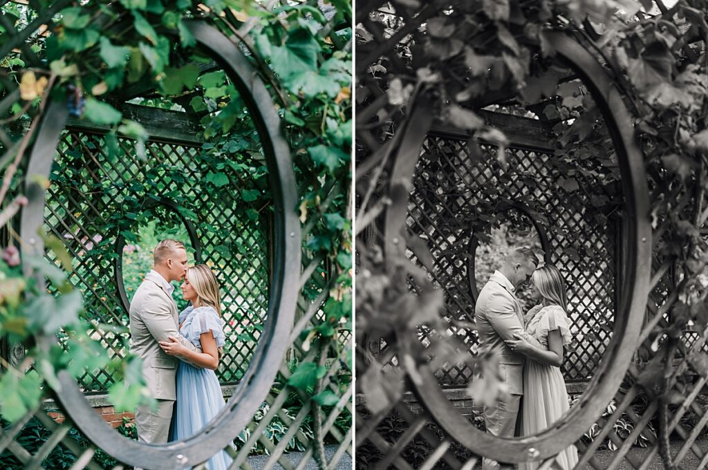 North Carolina wedding photographers capture a loving moment at Biltmore's Walled Garden