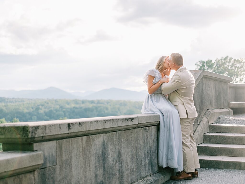 Biltmore Estate's South Terrace serving as a scenic backdrop for Asheville engagement session