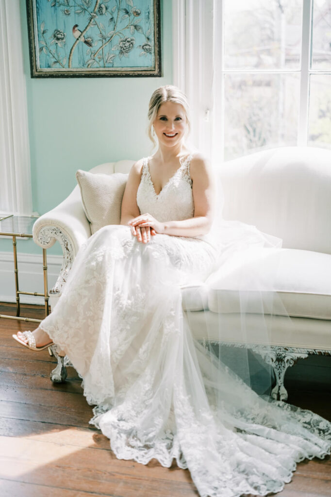 Bride while getting ready at the Merrimon-Wynne House in Raleigh, NC.