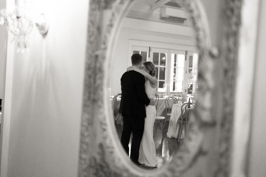 Bride & groom private last dance inside the Carriage House at Merrimon-Wynne House